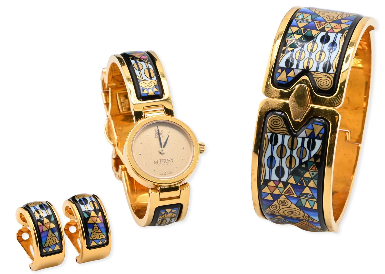 Set of Fire-Enamel Gilt-Metal Jewelry by Frey Wille and Michaela Frey Wein (1 of 7)