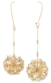 Two 18K French Gold Hanging Dandelions by Henri Gabert
