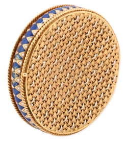 Asprey 18K Gold and Enamel Woven Pill Box