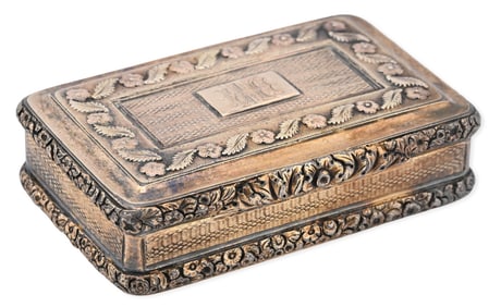19th Century Sterling Silver and Gilt Snuff Box