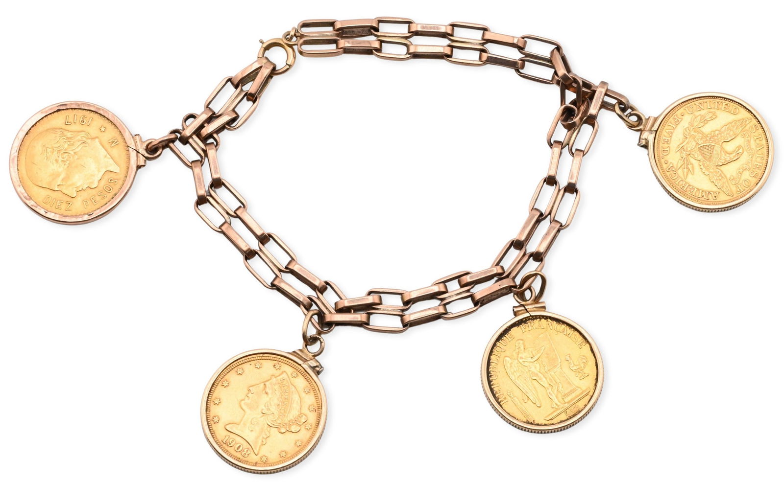 14K Gold Coin Charm Bracelet (1 of 6)
