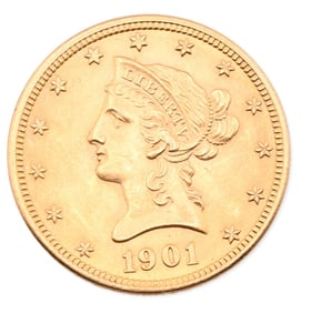 United States Liberty Head $10 Gold Coin Dated 1901