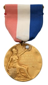 14K Yellow Gold and Diamond Medal