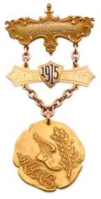 14K Yellow Gold NYAC Wrestling Championship Medal, 1915