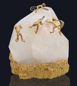 David Webb 18K Gold and Rock Crystal Monkey Sculpture