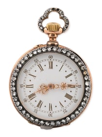 10K Yellow Gold and Diamond Pocket Watch
