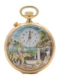 Reuge Romance 18K Solid Gold Music and Animated Pocket Watch