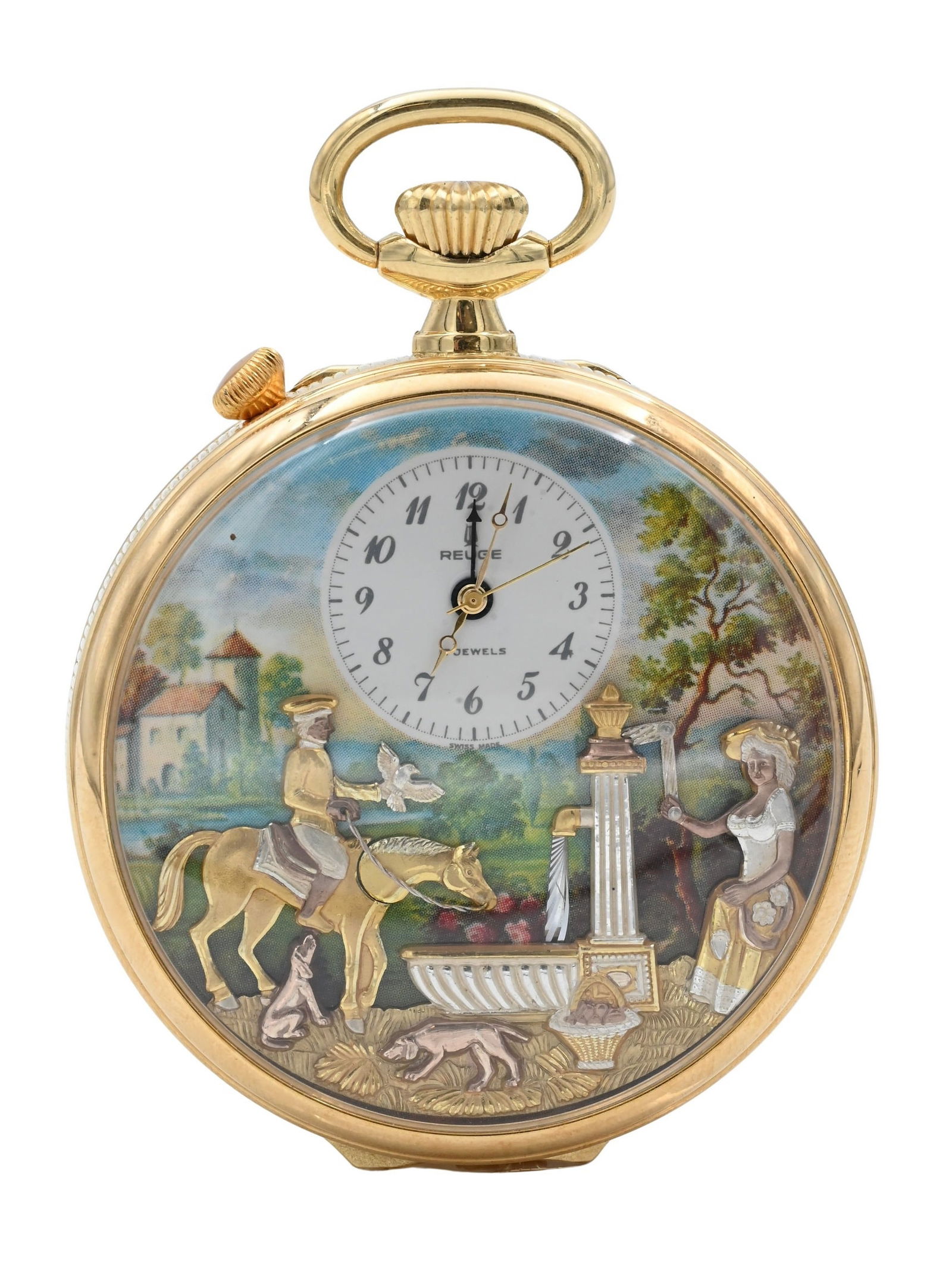 Reuge Romance 18K Solid Gold Music and Animated Pocket Watch (1 of 6)