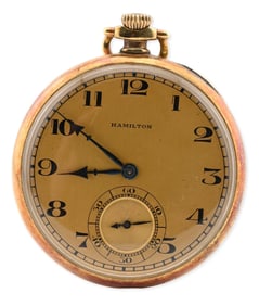 Hamilton 14K Yellow Gold Open-Face Pocket Watch