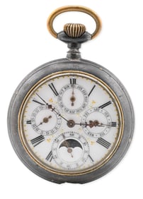 Swiss Perpetual Calendar Pocket Watch, Acier Garanti
