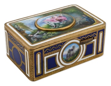 Karl Griesbaum Gilt-Bronze and Enamel Singing Bird Box