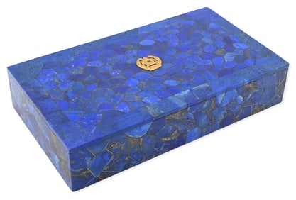 Afghan Lapis Lazuli and Onyx Mosaic Presentation Box