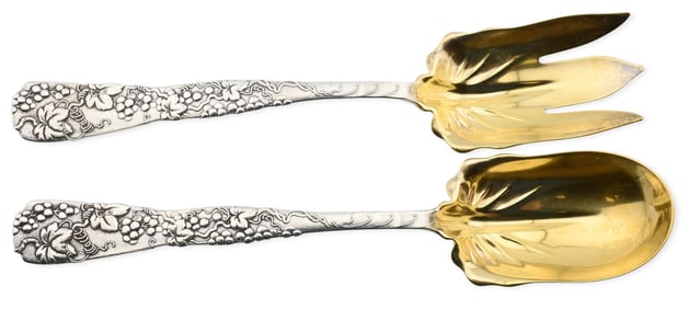 Pair of Tiffany & Co. Sterling Silver Salad Servers, Grapevine Pattern