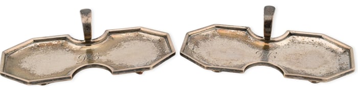 Pair of English Sterling Silver Snuffer Trays, Ellington & Co. Ltd.