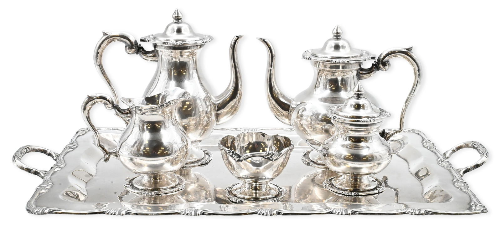 American Sterling Silver Five-Piece Tea and Coffee Service with Tray (1 of 11)
