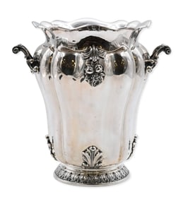 Italian Silver 800 Large Vase with Applied Fruit and Foliate Decoration