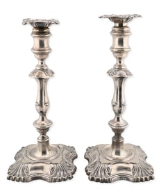 Pair of English Weighted Sterling Silver Candlesticks, William Hutton & Sons Ltd.
