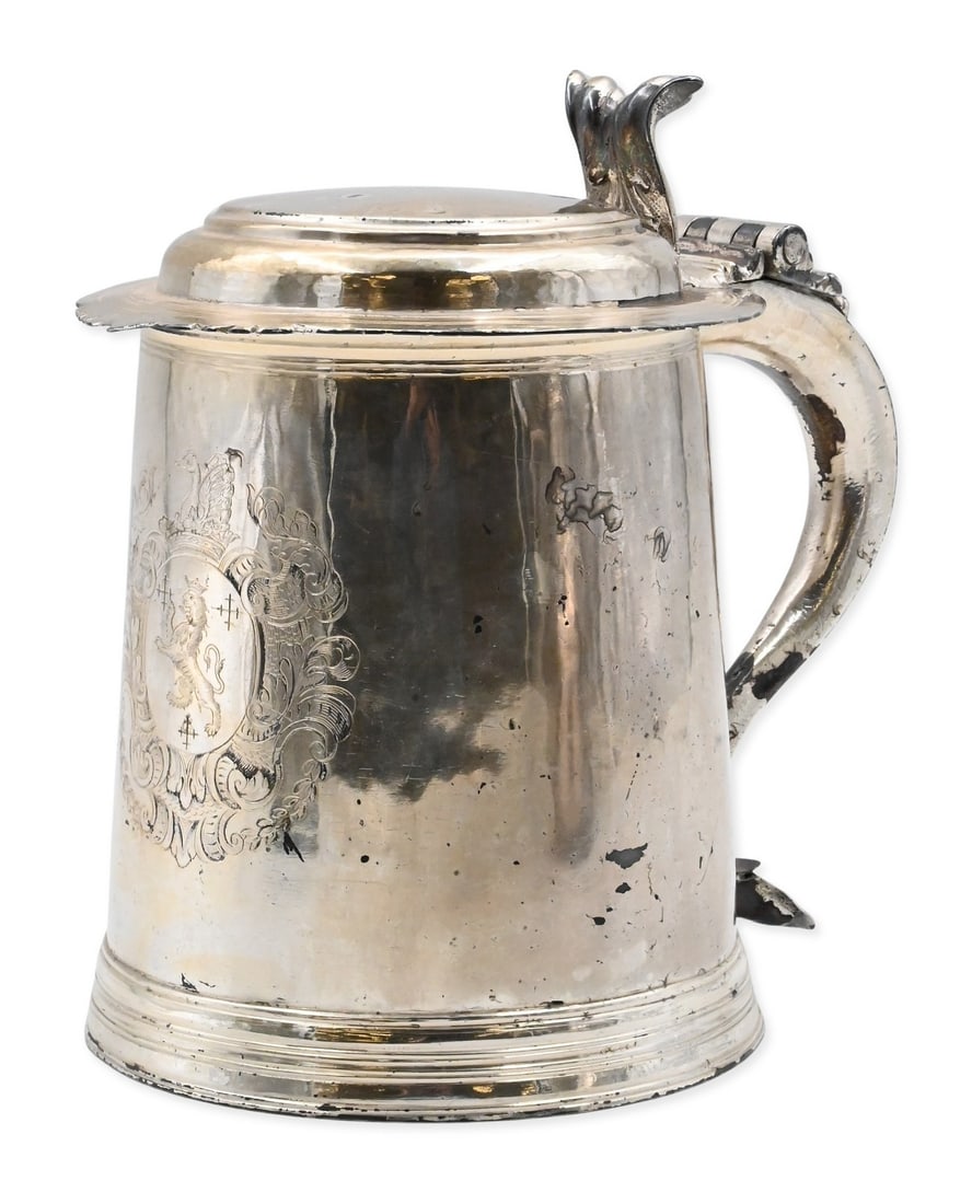 

English Sterling Silver Tankard, William III, London, Circa 1701, Maker’s Mark of William  (1 of 6)