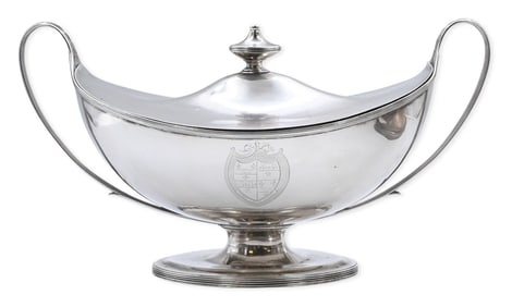 George III Sterling Silver Covered Two-Handled Tureen, Henry Chawner