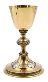 W.J. Feeley Co. Sterling & 14K Gold Gothic-style Chalice