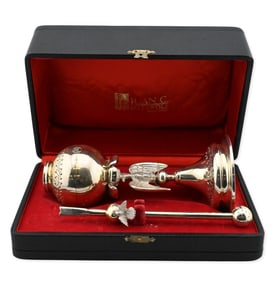 Juan Carlos Pallarols (Argentine, Maestro Orfebre) Sterling Silver Papal Holy Water Pot and Sprinkle