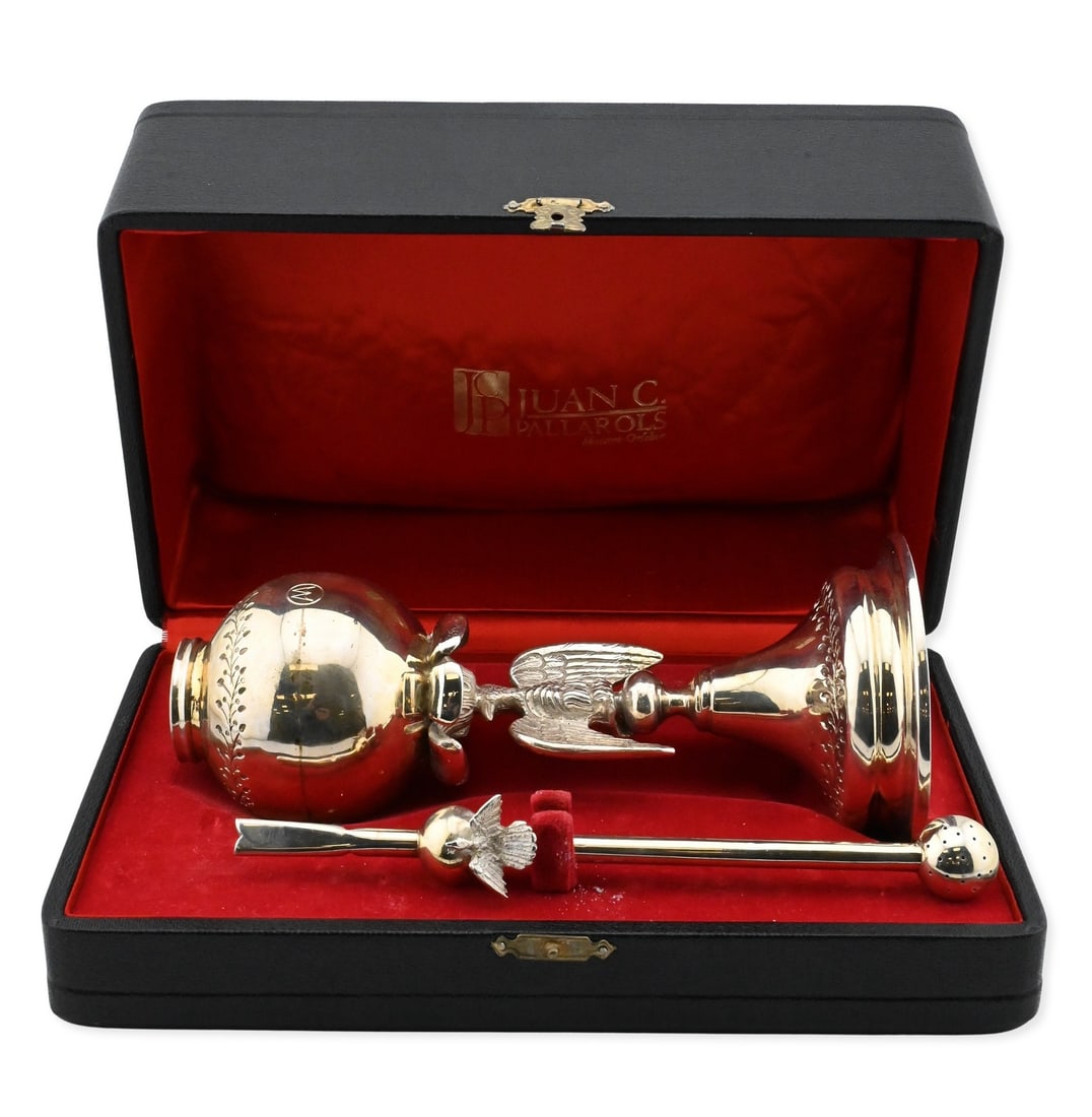 Juan Carlos Pallarols (Argentine, Maestro Orfebre) Sterling Silver Papal Holy Water Pot and Sprinkle (1 of 5)