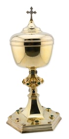 French Jeweled Ciborium (Sterling Silver, Gold Plated)