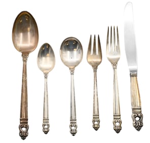 68 Piece International Silver Sterling Flatware Set in Royal Danish Pattern