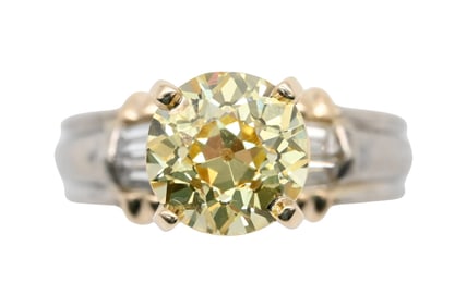 18K White Gold and Yellow Diamond Engagement Ring