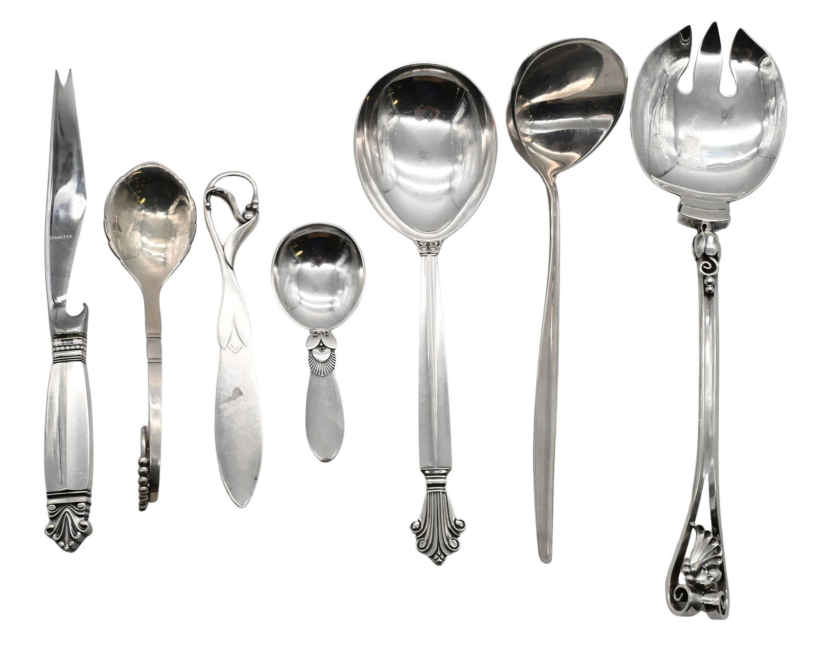 Seven Piece Georg Jensen Sterling Silver Flatware Group (1 of 5)