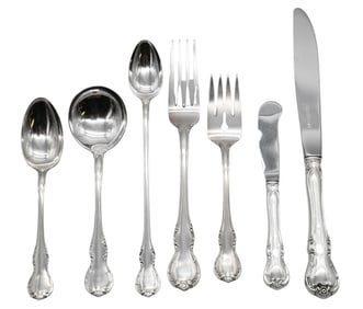 88 Piece Towle Sterling Silver Flatware Set in French Provincial Pattern