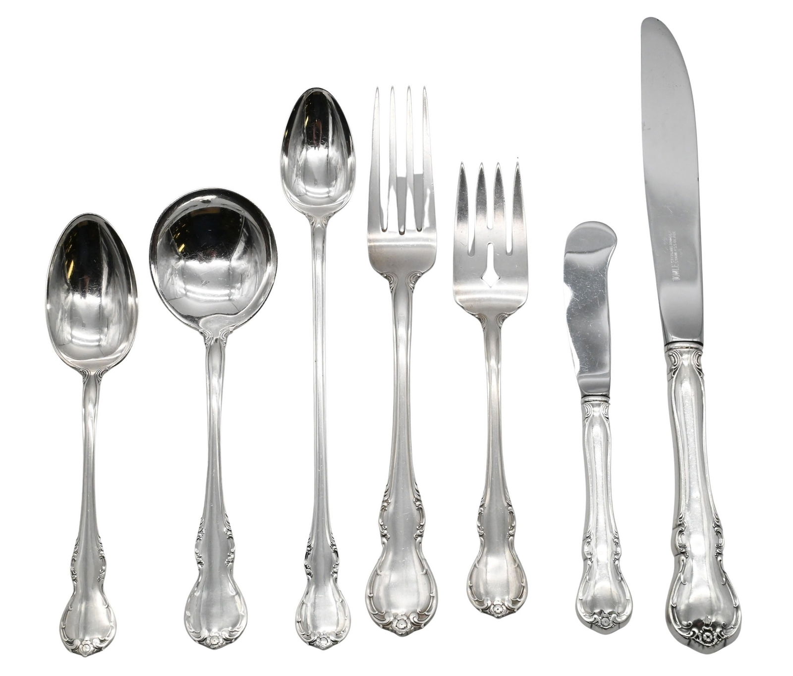 88 Piece Towle Sterling Silver Flatware Set in French Provincial Pattern (1 of 7)