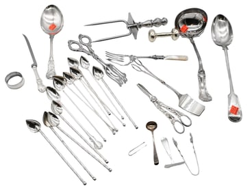 Group of Sterling Silver Ice Tea Spoons and Silver Plate