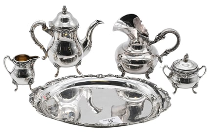 Five Piece Weinranch and Schmidt (Hansa) Sterling Silver Miniature Tea Set