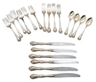 Partial Set of International Silver Sterling Silver Flatware Set in Chateau Rose Pattern