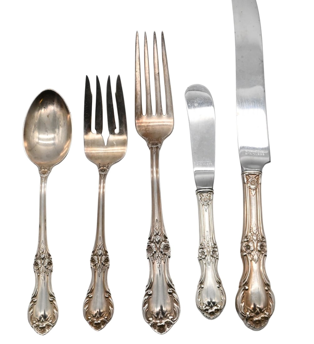 Partial Set of International Silver Sterling Silver Flatware Set in Wild Rose Pattern (1 of 5)