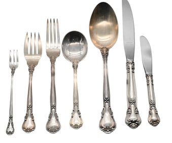 100 Piece Gorham Sterling Silver Flatware Set in Chantilly Pattern