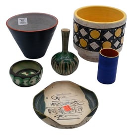 Group of Six Mid Century Studio Pottery Vessels