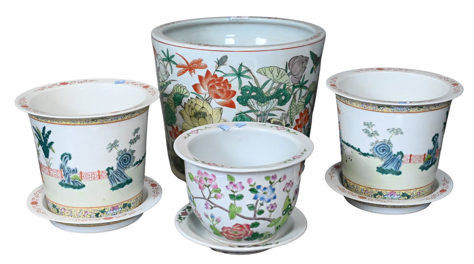 Four Large Chinese Porcelain Cachepots and Jardinieres (1 of 5)