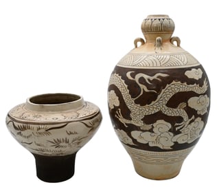 Two Chinese Cizhou Style Stoneware Vases