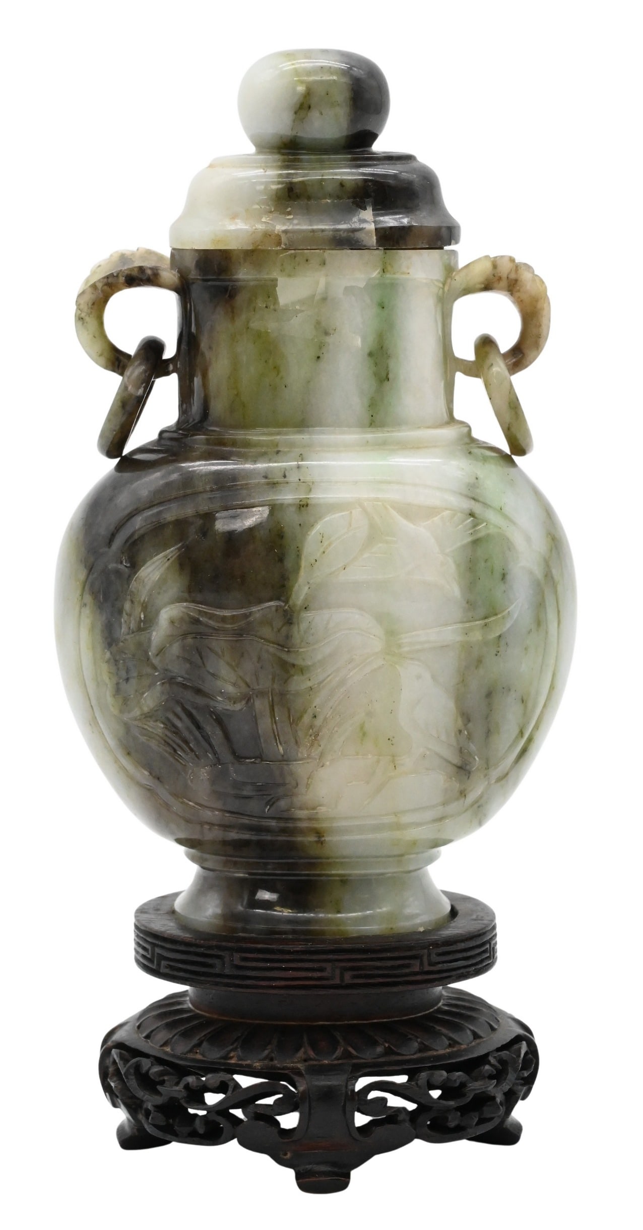 Chinese Carved Jadeite Lidded Urn (1 of 4)