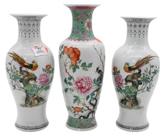 Three Chinese Republic Style Porcelain Vases