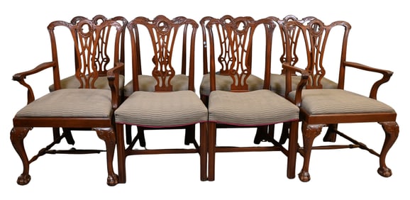Set of Eight Chippendale Style Mahogany Dining Chairs