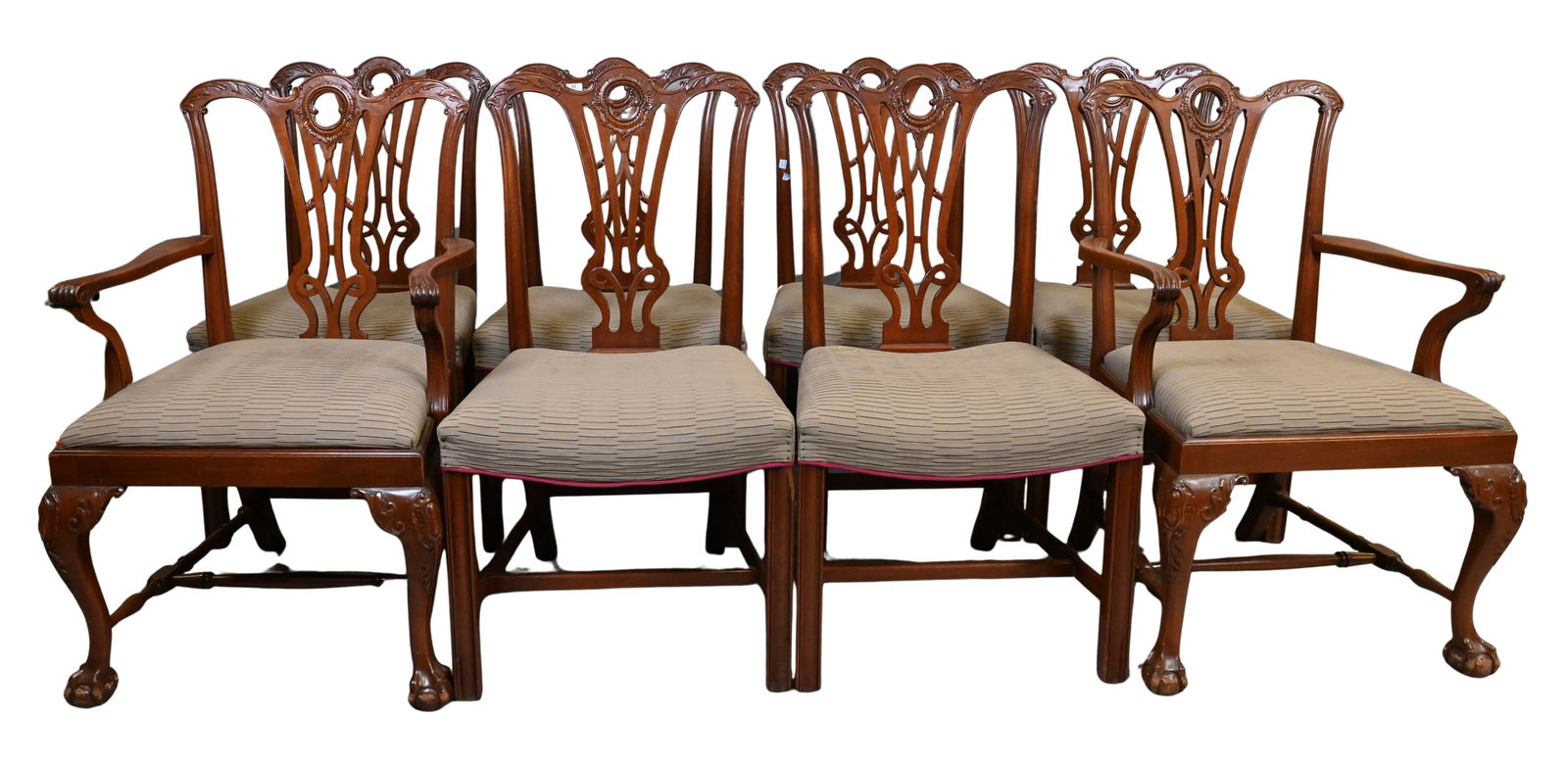 Set of Eight Chippendale Style Mahogany Dining Chairs (1 of 6)