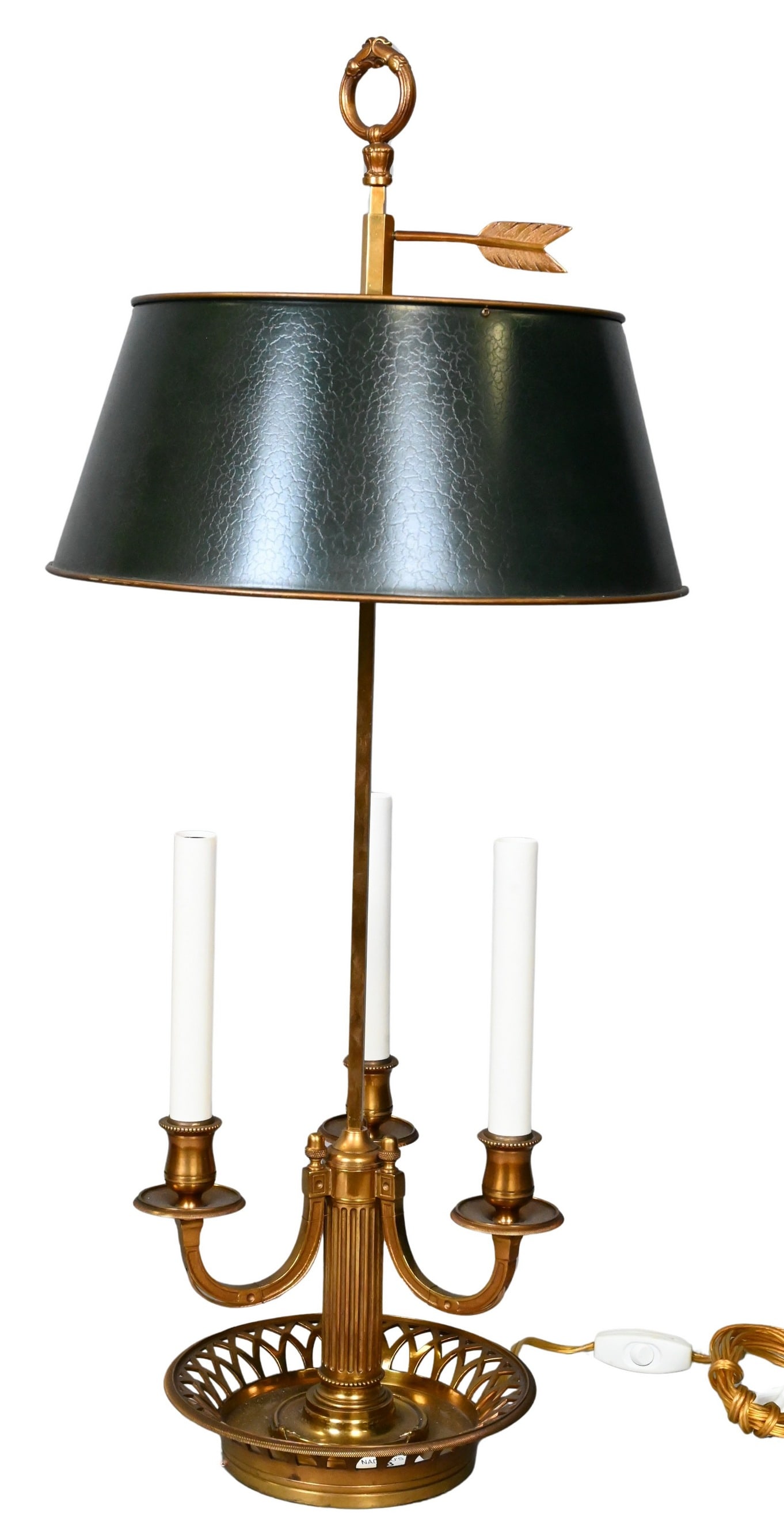 Three-Light Bouillotte Lamp with Tole Shade (1 of 5)