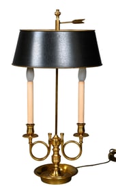 Two Light Bouillotte Lamp with Tole Shade