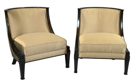 Pair of Andre Arbus Dark Lacquered Sycamore Chauffeuses (Side Chairs)