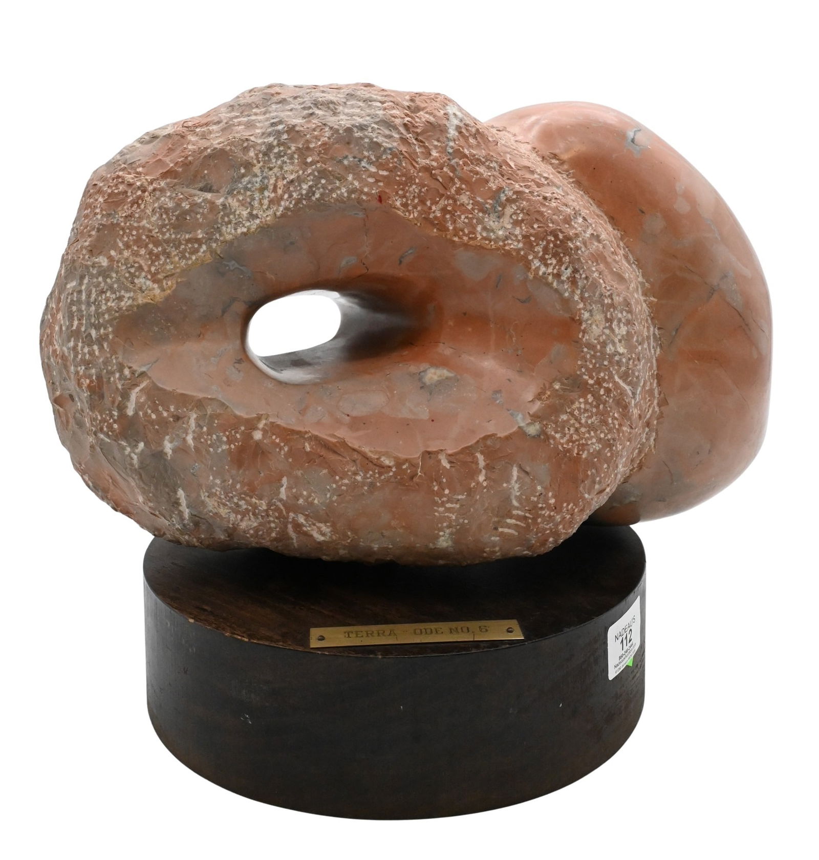 Mario DeNoto (American 20th Century): Mario DeNoto (American 20th Century) "Terra Ode No.6" Carved marble mounted to wooden base Title on base Height 12 inches, length 15 inches Provenance: Estate of Nina Silberstein, former CEO of David