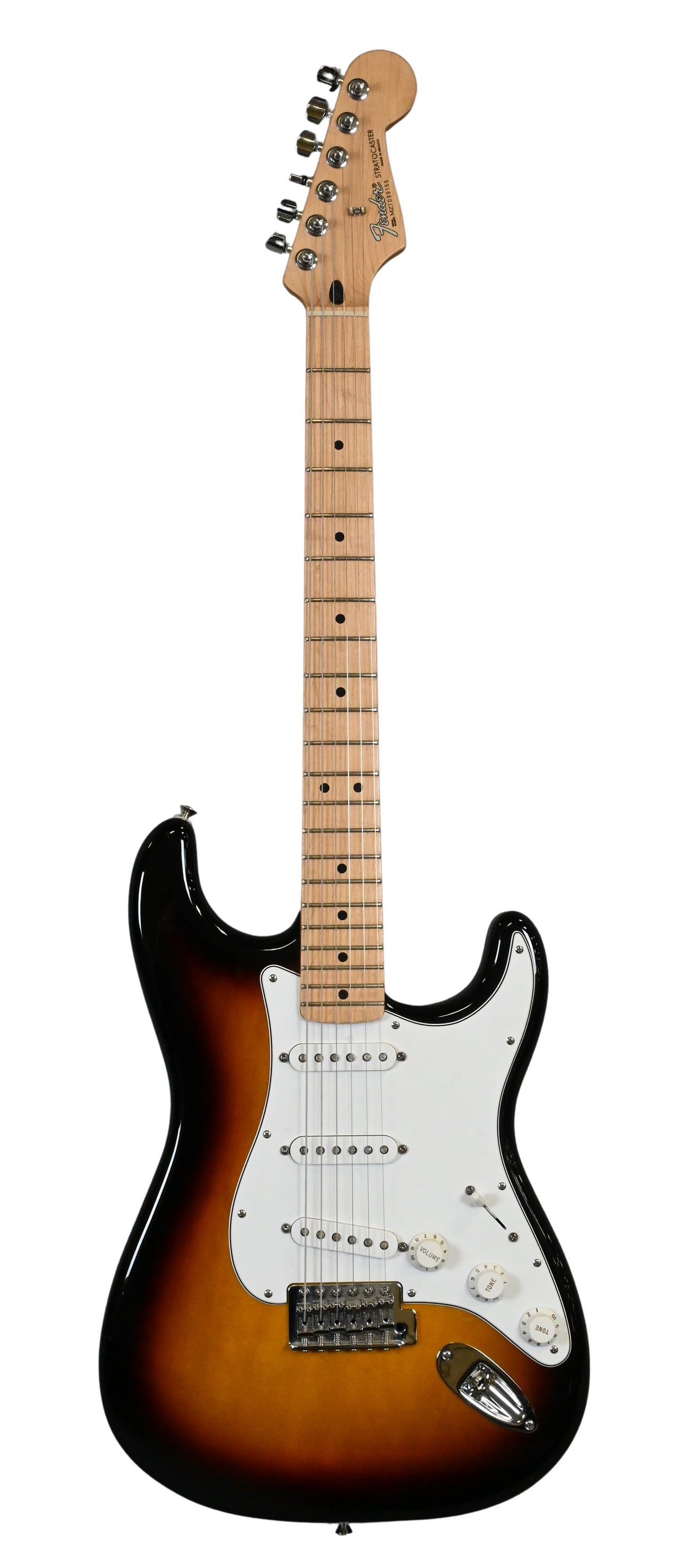 2007 Fender Strat Custom Electric Guitar: 2007 Fender Strat Custom Electric Guitar with sunburst finish, serial number MZ7099155, along with SKB hard case