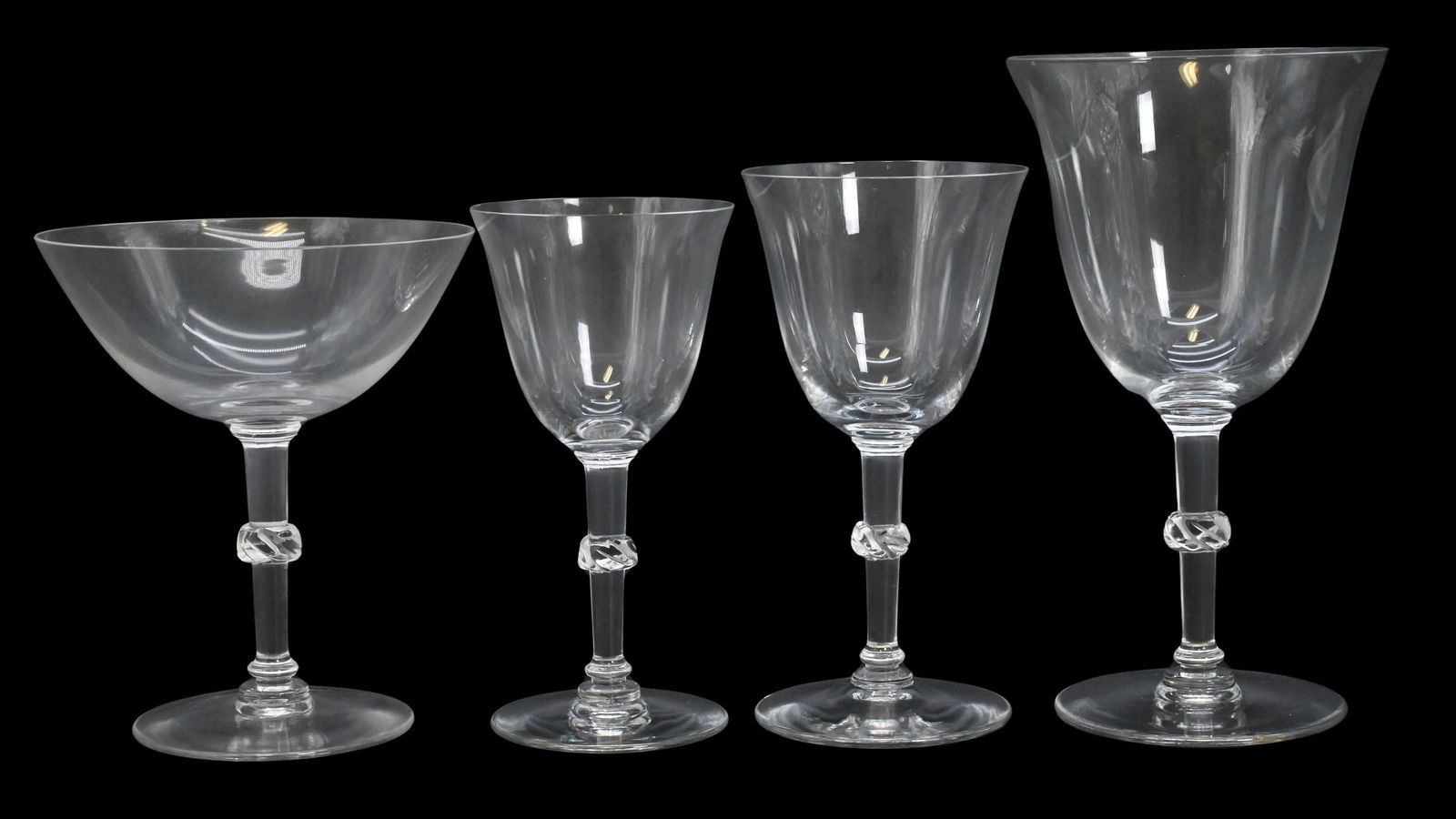 43 Piece Set of Lalique "Beaugency" Crystal Stems (1 of 6)